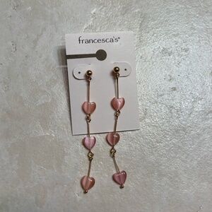 Francesca's Pink Heart Dangle Earrings